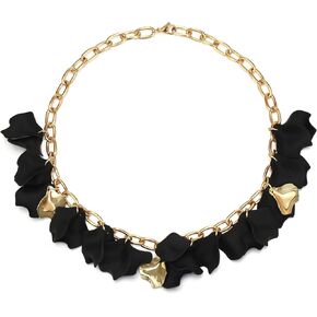 Flyonce Flower Collar Necklace for Women Rose Petal Floral Statement Necklace Boho Summer Jewelry Accessories for Beach Pool Party