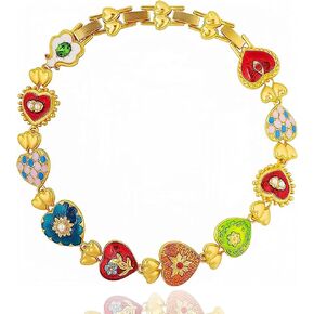 Gold Charm Vintage Sacred Heart Necklace Maximalist Jewelry, Gold Collar Choker Summer Necklace Chunky Necklaces Enroute Jewelry for Women Trendy