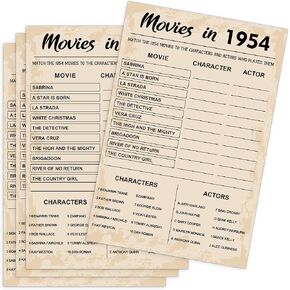 70th Birthday Party Games, Movies in 1953 Games, Birthday Party Supplies for Adults, Fun 1953s Party Game，Pack of 30 Cards