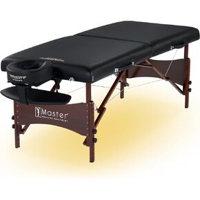 مجموعة طاولة التدليك المحمولة من Master Massage Newport مع وسادة أكثر كثافة مقاس 2.5 بوصة، مصنوعة من خشب الجوز الصلب الملون، وكابلات دعم فولاذية، ووسائد وإكسسوارات، باللون الأزرق الملكي، 30 بوصة in Kuwait