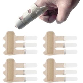 Upgraded Finger Splints (4Pcs), Trigger Finger Splint Finger Brace with 3 Fixing Strap for Mallet Finger, Broken Finger Protector, Knuckle Immobilization, Straightening Support, Arthritis Pain Relief in Saudi Arabia