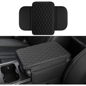 Car Center Console Cover, Microfiber Leather Car Armrest Cover with 2 Storage Bags, Universal Car Interior Accessories for Most Vehicles Vehicles SUVs (Black)