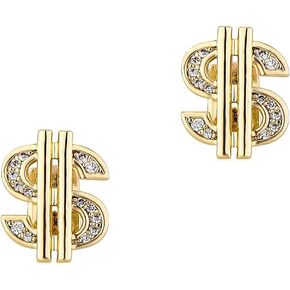 2PCS New Gold Plated Gold Dollar Shape Hip Hop Grillz Teeth Single Teeth Grillz Cap Top or Bottom Grills for Men and women