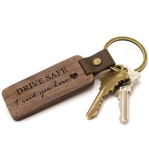 MUUJEE Drive Safe We Need You Here Keychain - Engraved Wooden Keychain Key Chain for Car Keys Anniversary Birthday Gift Ideas