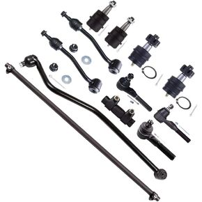 SCITOO 12PC Front Suspension Kit for Jeep TJ for Jeep Wrangler Upper Lower Ball Joints Inner Tie Rod Ends Outer Connecting Tie Rod Front Sway Bar End Links Track Bar Adjusting Sleeve Auto Parts