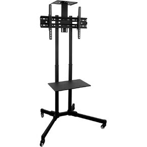 Mount-It! TV Cart Mobile TV Stand Wheeled Height Adjustable Flat Screen Television Floor Stands with Rolling Casters and Shelf, VESA Compatible TV Mount Bracket Fits Displays 37 to 70 Inch, 110 Lbs