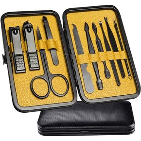Nail Clippers Sets High Precisio Stainless Steel Nail Cutter Pedicure Kit Nail File Sharp Nail Scissors and Clipper Manicure Kit Fingernails & Toenails with Portable Stylish case (Black)