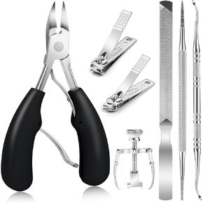 3 Pack Toenail Clippers Nail Clippers Toenail Clippers Nail Clippers for Ingrown Thick Nail Toenail Clippers Kit Suitable for Home Family Nail Salon（Black Red Blue）