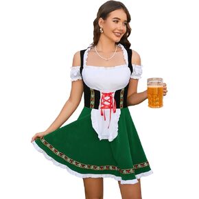 Womens Oktoberfest Costumes Velvet Dirndl Dresses Bavarian Carnival Outfits S-3XL