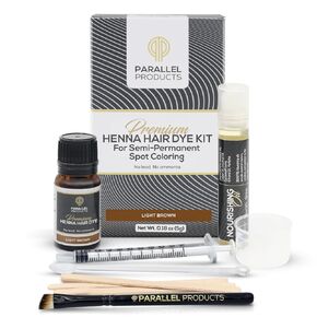 Parallel Products Spot Color Henna Kit - Henna Hair Dye - 5 grams - Tint for Professional Spot Coloring - With Nourishing Oil, Mixing Dish and Application Brush - Root Touch Up (Black)