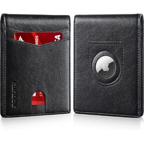 RUNBOX AirTag-Wallet-Mens-Slim-RFID Blocking Wallets Leather with Bill Compartment Air Tag Bifold Card Holder Wallet Gifts for Men Dad