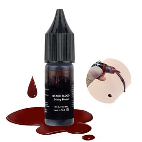 Go Ho Halloween Fake Blood Washable(0.5 oz),Edible Fake Blood Realistic Effect Dripping Sticky Stage Blood for Eyes DripsTeeth Mouth Nose Bleeds,Cosplay SFX Zombie Vampire Blood Makeup,Bright