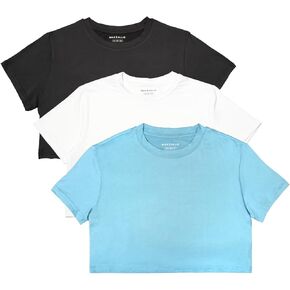 MAX ALLIE Women's Ultra Soft Cropped T Shirt Crew Neck Tees Casual Loose Fit Basic Lightweight
