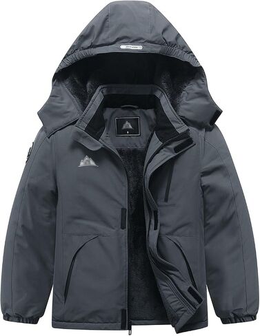Kid's Ski Jacket Waterproof Winter Coat Boy's and Girl's Fleece Snowboarding Jackets with Detachable Hood in Saudi Arabia