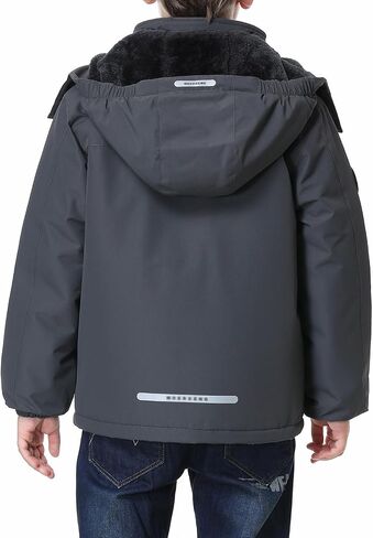 Kid's Ski Jacket Waterproof Winter Coat Boy's and Girl's Fleece Snowboarding Jackets with Detachable Hood in Saudi Arabia