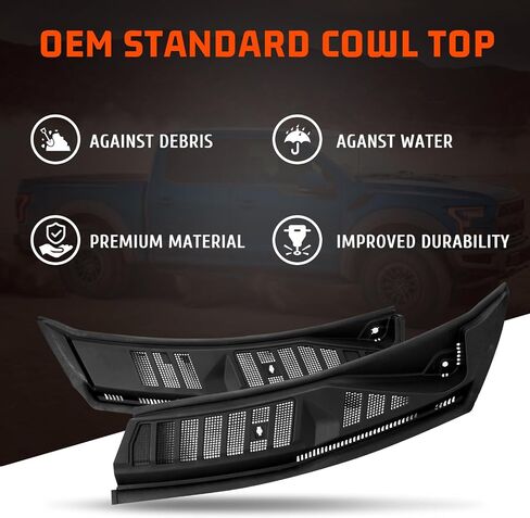 OEM Style Wiper Cowl Top Cover Windshield Grille Panel Assy Compatible with 2015 - 2020 Ford F-150 Replacement for FL3Z-15022A69-A, FL3Z-15022A68-A (Front Driver & Passenger Side) in Saudi Arabia