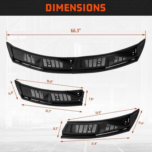OEM Style Wiper Cowl Top Cover Windshield Grille Panel Assy Compatible with 2015 - 2020 Ford F-150 Replacement for FL3Z-15022A69-A, FL3Z-15022A68-A (Front Driver & Passenger Side) in Saudi Arabia