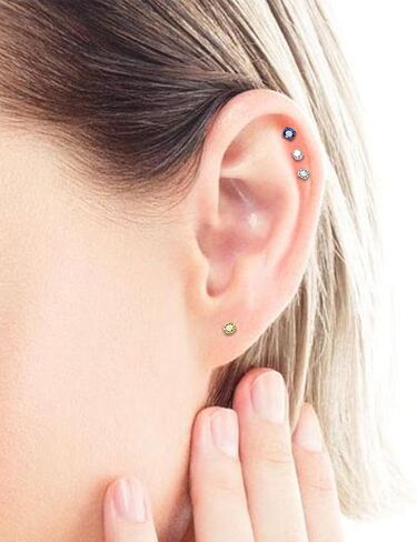 16G ASTM F136 التيتانيوم الصلب الجراحي الداخلي خيط مسطح الظهر ترصيع الأقراط الشفاه خواتم Labret ميدوسا الزنمة اللولب الغضروف القرط مسمار ثقب المجوهرات للنساء الرجال الفضة الأسود الذهب in Saudi Arabia