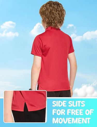 FitsT4 قمصان جولف رياضية للأولاد بعامل حماية من الأشعة فوق البنفسجية 50+ خفيفة الوزن وسريعة الجفاف ملابس جولف للشباب ملابس رياضية بأكمام قصيرة للأطفال in Kuwait