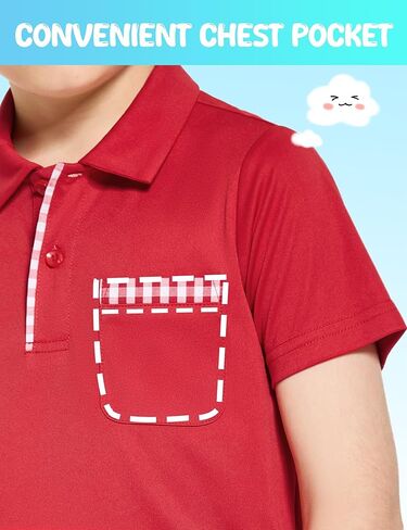 FitsT4 قمصان جولف رياضية للأولاد بعامل حماية من الأشعة فوق البنفسجية 50+ خفيفة الوزن وسريعة الجفاف ملابس جولف للشباب ملابس رياضية بأكمام قصيرة للأطفال in Kuwait