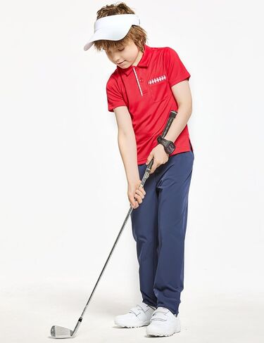 FitsT4 قمصان جولف رياضية للأولاد بعامل حماية من الأشعة فوق البنفسجية 50+ خفيفة الوزن وسريعة الجفاف ملابس جولف للشباب ملابس رياضية بأكمام قصيرة للأطفال in Kuwait