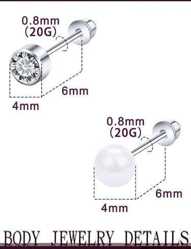 Jenxnjsjo Stud Earrings for Women Hypoallergenic 20g Surgical Steel Safety Locking Screw Back In Post Diamond Studs Earrings for Sensitive Ears Nickel Free in Saudi Arabia
