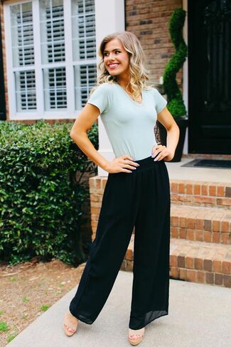 Palazzo Pants for Women Dressy Summer Casual Boho Chiffon Wide Leg Pants Elegant Flowy Beach Pants in Saudi Arabia