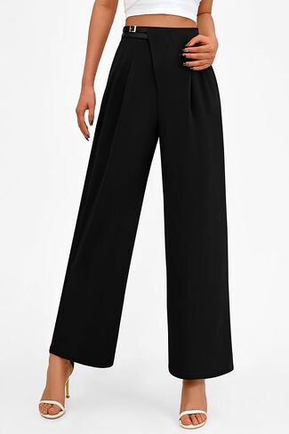 PRETTYGARDEN Women's Wide Leg Pants Dressy High Waisted Business Casual Work Office Suit Palazzo Pant Trousers in Saudi Arabia