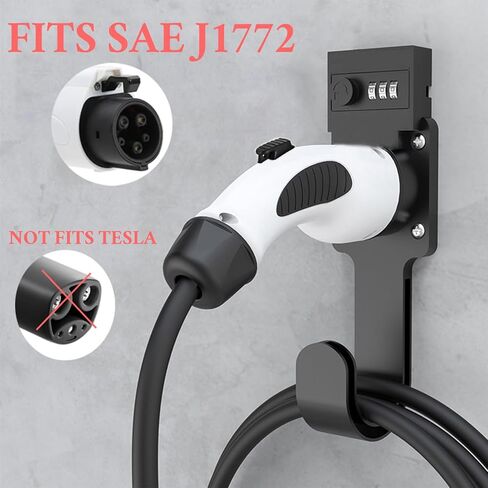 EV Charger Holder J1772 Connector Holder with Combination Lock,SAE J1772 (Type 1) Connector Cable Bracket Wall Mount in Saudi Arabia