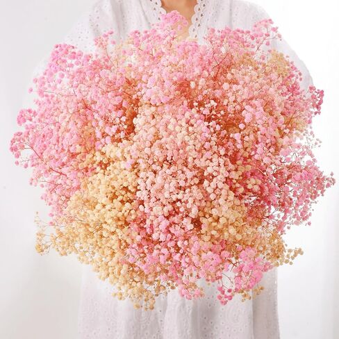 4000+ Dried Babys Breath Flowers Pink & White-17'' Baby's Breath Bulk Bouquet, Real Natural Dried Gypsophila Flowers for Resin, Home Vase Decor, Card DIY, Party, Wedding Flower Wreaths in Saudi Arabia