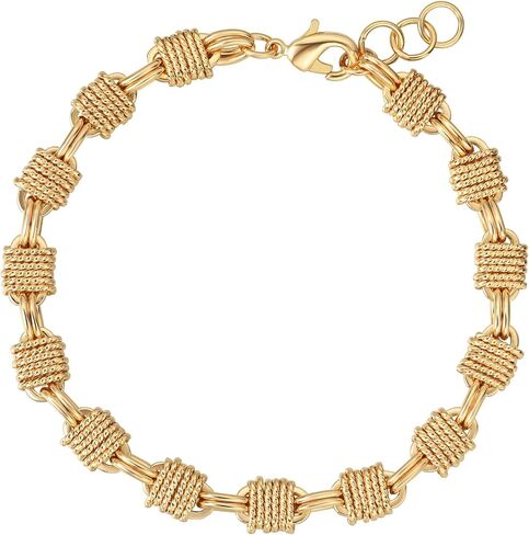 BENEIGE Women Bracelet 14K Gold Plated Paperclip Satellite Bead Ball Oval Cuba Cable Box Chain Daily Charm Layered Link Silver Bracelets Adjustable Jewelry in Saudi Arabia