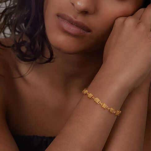BENEIGE Women Bracelet 14K Gold Plated Paperclip Satellite Bead Ball Oval Cuba Cable Box Chain Daily Charm Layered Link Silver Bracelets Adjustable Jewelry in Saudi Arabia