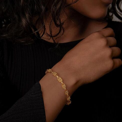 BENEIGE Women Bracelet 14K Gold Plated Paperclip Satellite Bead Ball Oval Cuba Cable Box Chain Daily Charm Layered Link Silver Bracelets Adjustable Jewelry in Saudi Arabia