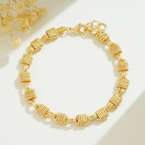 BENEIGE Women Bracelet 14K Gold Plated Paperclip Satellite Bead Ball Oval Cuba Cable Box Chain Daily Charm Layered Link Silver Bracelets Adjustable Jewelry in Saudi Arabia