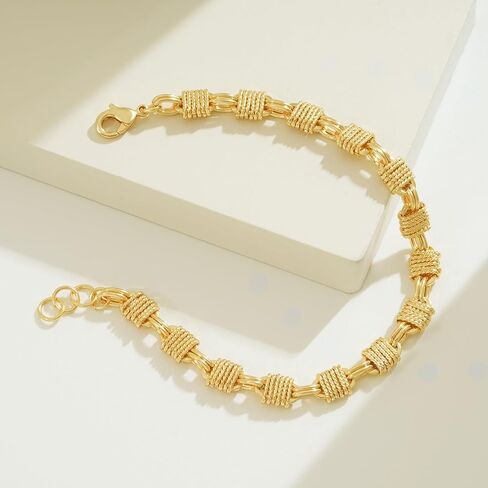 BENEIGE Women Bracelet 14K Gold Plated Paperclip Satellite Bead Ball Oval Cuba Cable Box Chain Daily Charm Layered Link Silver Bracelets Adjustable Jewelry in Saudi Arabia