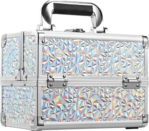 FRENESSA Makeup Train Case Cosmetic Organizer Case Portable Makeup Box with Mirror 2 Trays Lockable Make up Travel Storage Case for Makeup Artist, Nail Kits, Makeup Tools Makeup Case Modern Black in Saudi Arabia