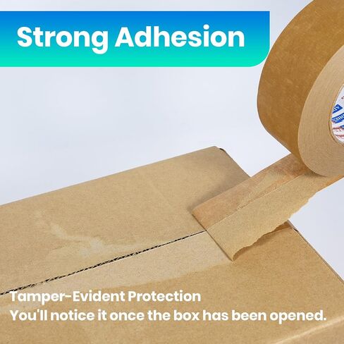 ADHES Reinforced Kraft Paper Tape, 7.5mil, 2 Inch x 55 Yards x 6 Rolls, Biodegradable Paper Packing Tape Writable & Uncoated Heavy Duty Brown Packing Tape for Shipping, Moving, Sealing in Saudi Arabia
