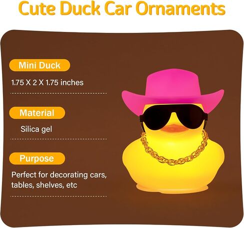 wonuu Yellow Rubber Duck with Light Glowing Rubber Ducks, Car Accessories Ornament Dashboard Decoration Home Decor with Sunglasses Necklace Cowboy Hat, Pink in Saudi Arabia