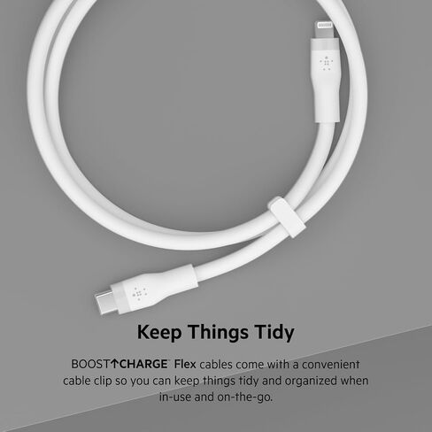 بلكن كيبل USB نوع C الى لايتنينج من السيليكون المرن من بوست تشارج (2 متر/6.6 قدم)، معتمد من ابل، توصيل طاقة سريع 20 واط لايفون 14/14 بلس، 13، 12، برو، ماكس، ميني، اس اي، ايباد والمزيد - ابيض in Saudi Arabia