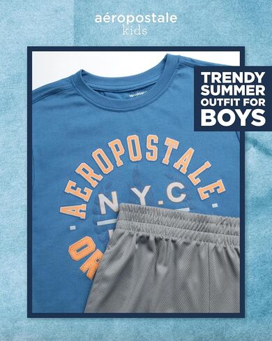 AEROPOSTALE Boys' Active Shorts Set - 4 Piece Short Sleeve T-Shirt and Mesh Gym Shorts - Activewear Outfit for Boys (4-12) in Saudi Arabia