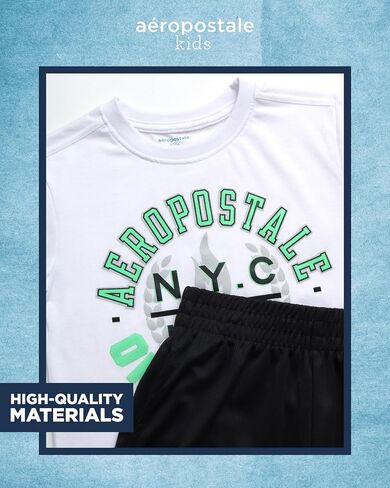 AEROPOSTALE Boys' Active Shorts Set - 4 Piece Short Sleeve T-Shirt and Mesh Gym Shorts - Activewear Outfit for Boys (4-12) in Saudi Arabia