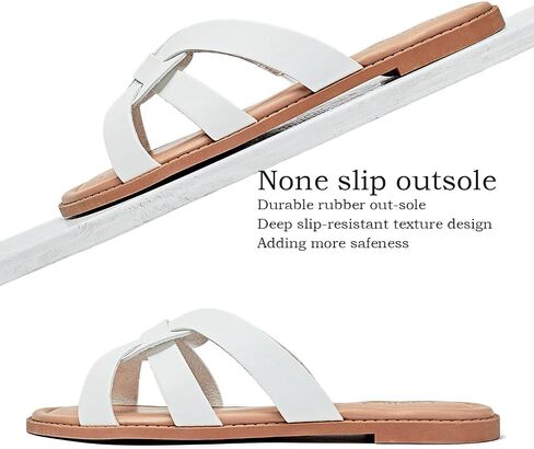 Luoika Women's Wide Width Flat Slides Sandals. | Wide Width, Slip-on, Lightweight, Comfort, Casual, Traveling, Daily Wear, Dress, Summer Beach Shoes in Saudi Arabia