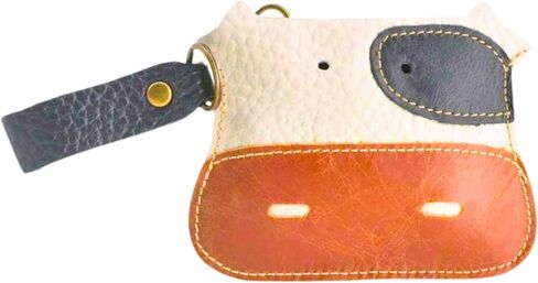 Coin Pouch Keychain, Coin Purse Key Holder, Cow Keychain, Card Holder, Cute Slim Small Unique, PU Leather Keyring (Cow A) in Saudi Arabia
