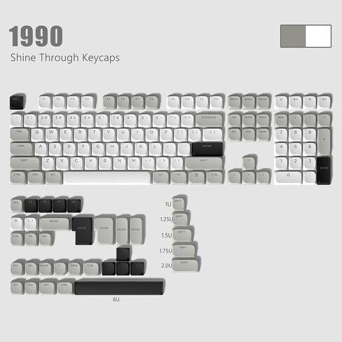 XVX Low Profile Keycaps, Shine Through Keycaps, Custom Keyboard Keycaps, Keycaps 75 Percent Full Size Keycaps for 60% 65% 75% 80% 100% Cherry Gateron MX Switches Mechanical Keyboard, Black Backlight in Kuwait