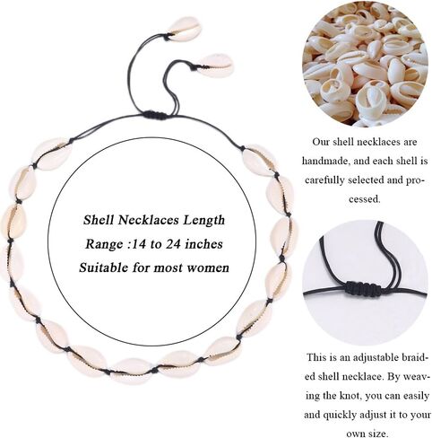 Handmade Puka Shell Necklace for Women Adjustable Summer Necklace Natural Sea Shell Collar Necklace Summer Jewelry for Women in Saudi Arabia