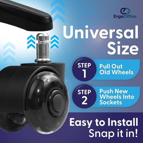 Rubber Office Chair Wheels Replacement - Set of 5 Universal Fit Chair Caster Wheels - Smooth and Quiet Desk Chair Wheels in Saudi Arabia