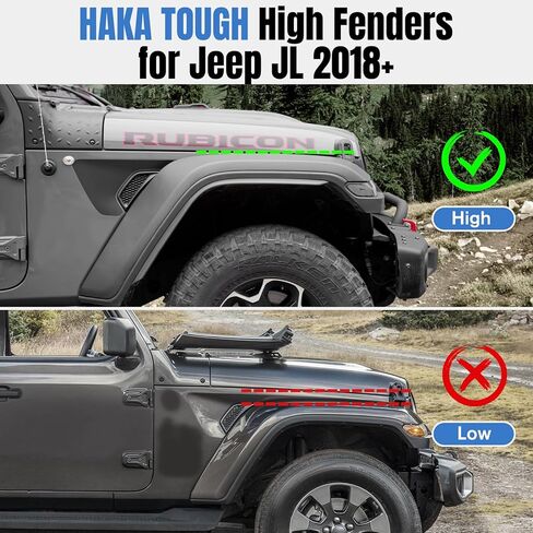 HAKA TOUGH Front & Rear Fender Flares Extensions Compatible with 2018-2023 Jeep Wrangler JL & JLU Unlimited Accessories, Only for High Clearance Fender Flares in Kuwait