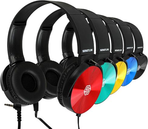 Classroom Headphones-Bulk 10-Pack, Student On Ear Color Varieties- Comfy Swivel Earphones for Library, School, Airplane, Kids-for Online Learning and Travel, HQ Stereo Sound 3.5mm Jack (Colorful) in Kuwait