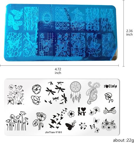 LoveOurHome Nail Stamping Plate Kit Flower Butterfly Lace Animal Fingernails Template Stencil Stamps Plate Silicone Stamper Scraper Manicure Design Tools Set (Butterfly) in Saudi Arabia