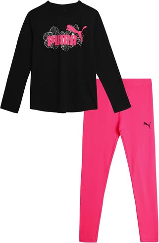 PUMA Girls' Active Leggings Set - 2 Piece Performance Long Sleeve Tee and Athletic Leggings - Girls Activewear Sets (S-L) in Saudi Arabia